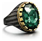 Anillo Moderno Clásico Para Hombres Y Mujeres Piedra Verde - Miniatura 2
