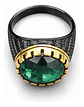 Anillo Moderno Clásico Para Hombres Y Mujeres Piedra Verde - Miniatura 4