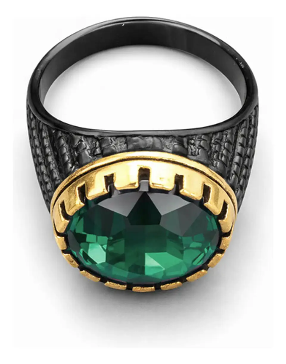 Anillo Moderno Clásico Para Hombres Y Mujeres Piedra Verde 4