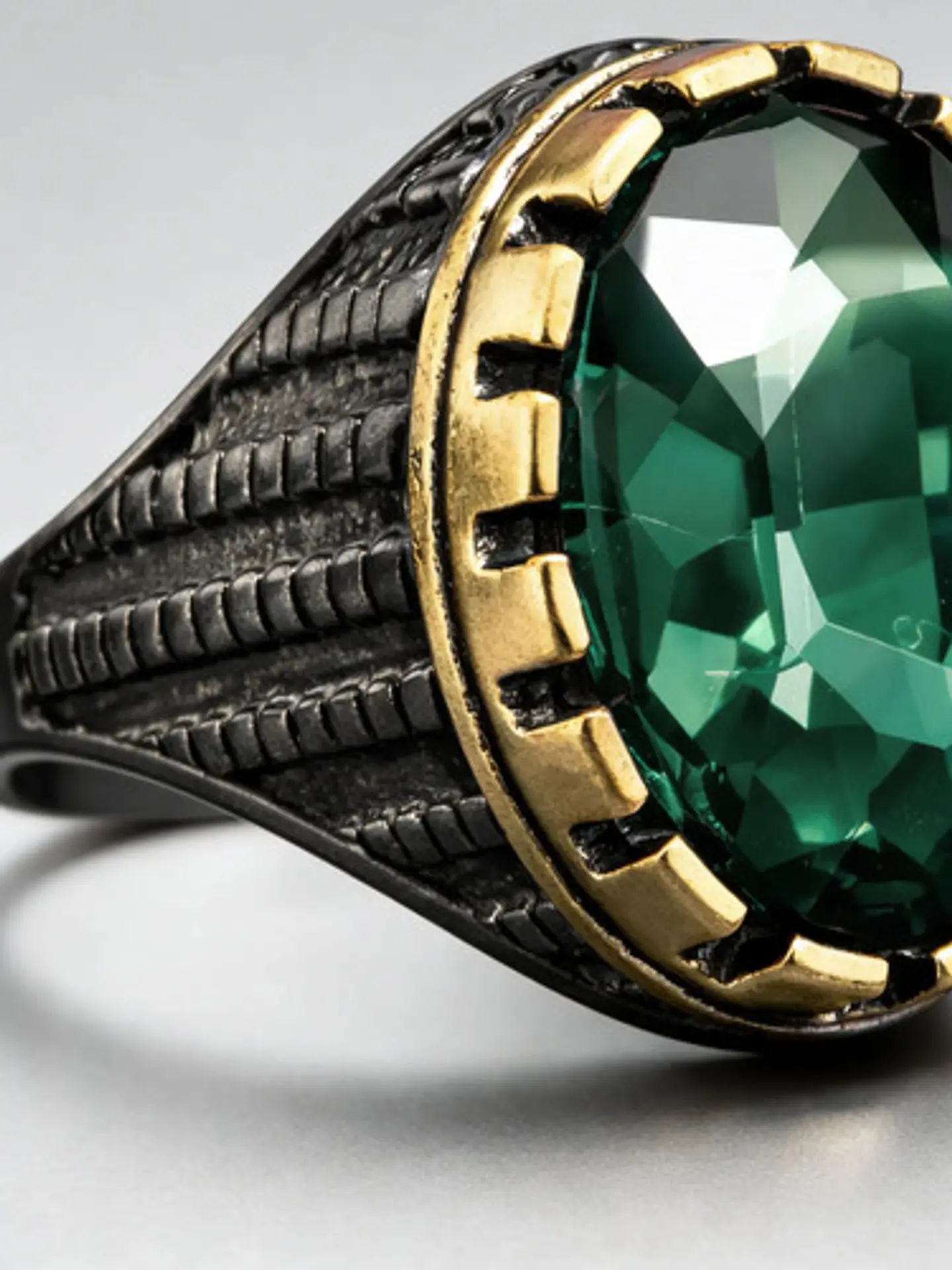 Anillo Moderno Clásico Para Hombres Y Mujeres Piedra Verde 5