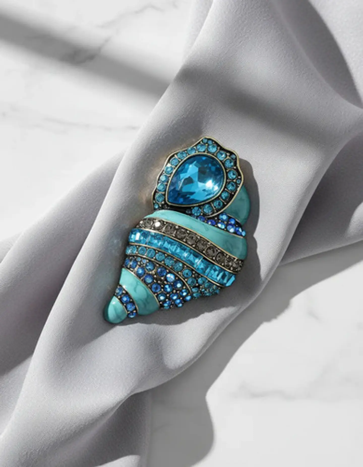 Broche De Alfiler Para Mujeres Caracol Concha Marina Piedras 5