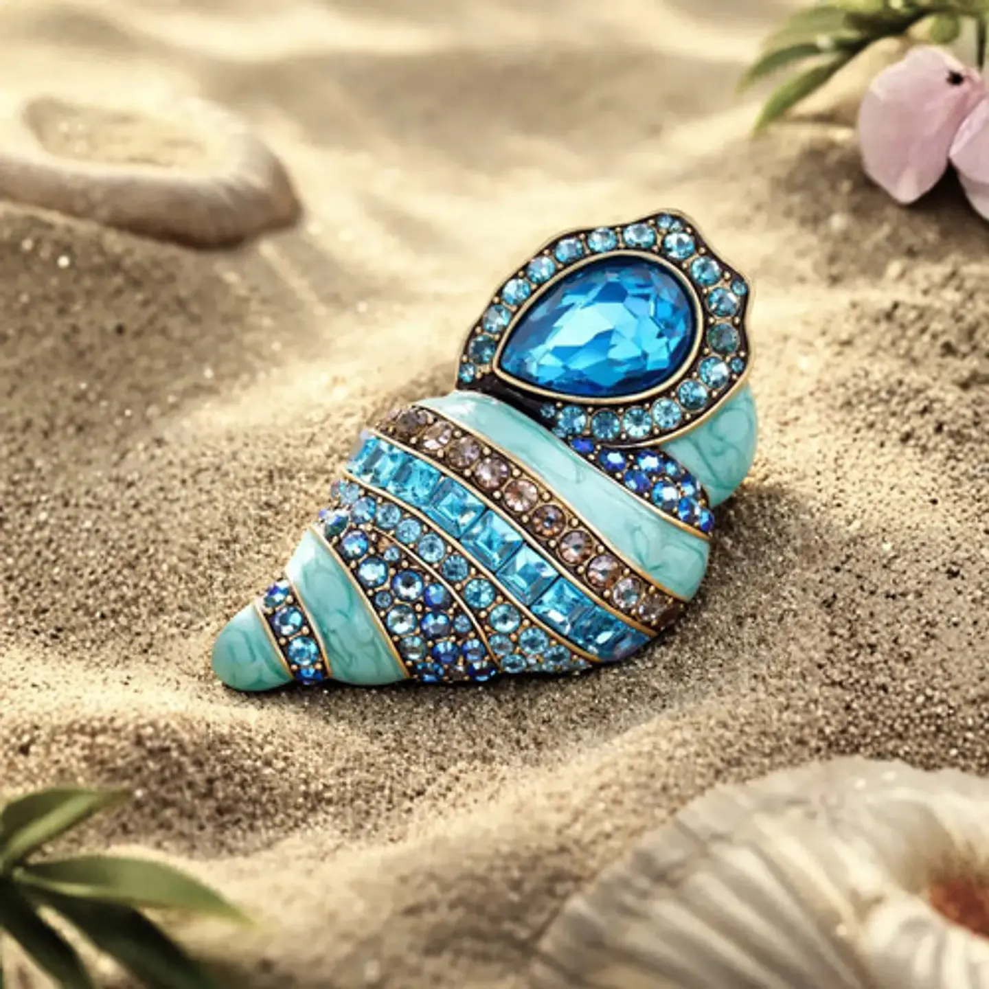 Broche De Alfiler Para Mujeres Caracol Concha Marina Piedras 6