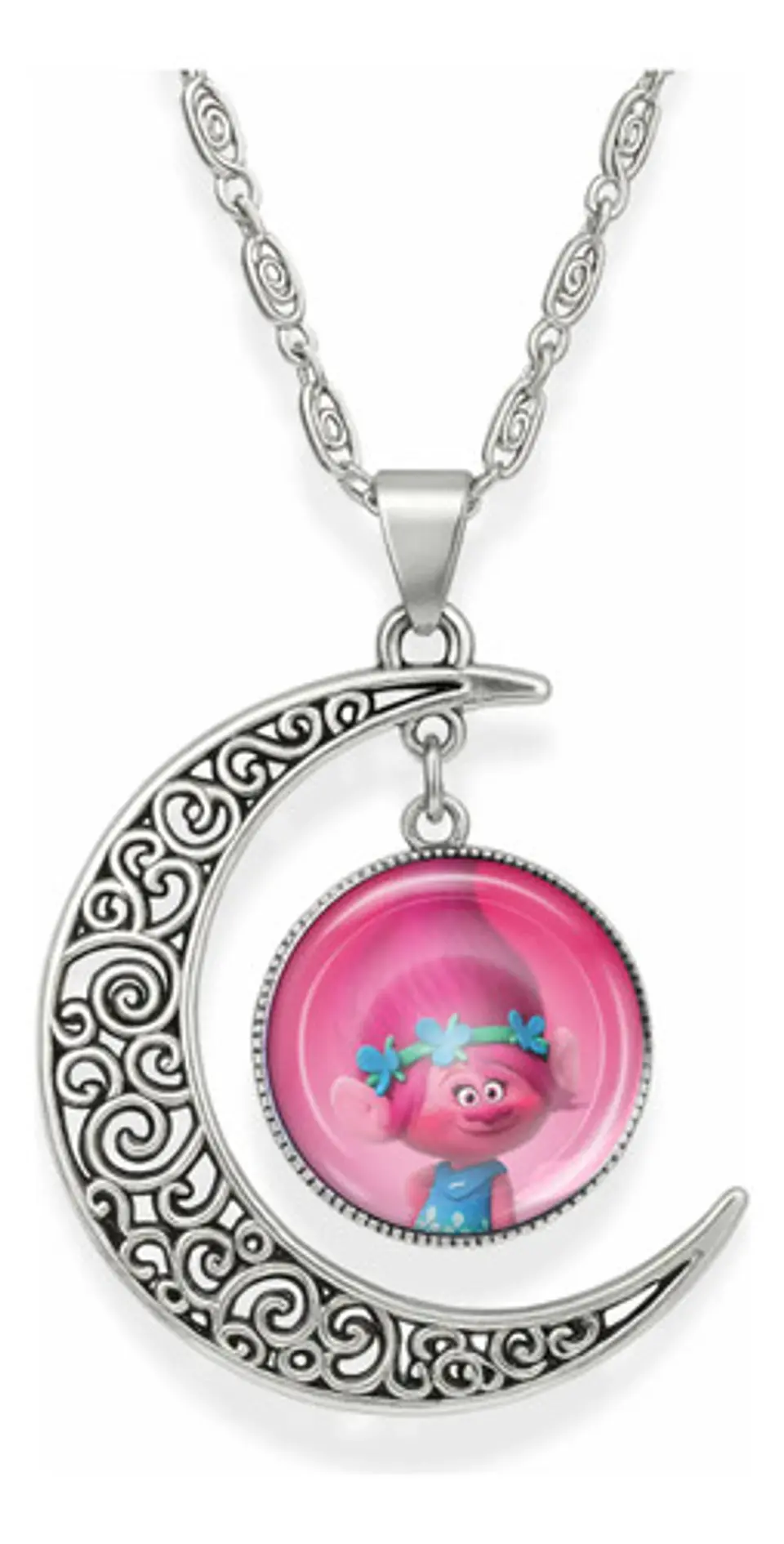 Collar Para Mujer Niñas Dije Luna Con Cabujón Animada Trolls 1