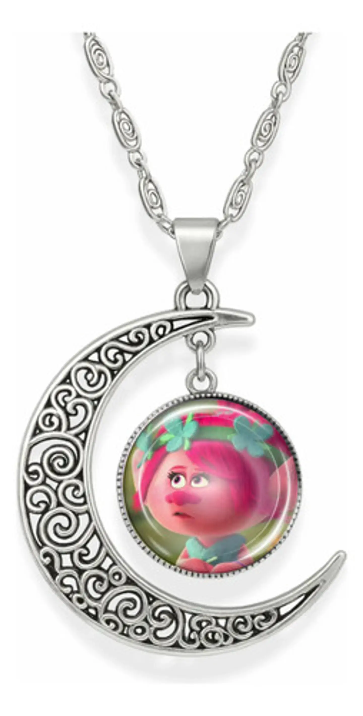 Collar Para Mujer Niñas Dije Luna Con Cabujón Animada Trolls 10