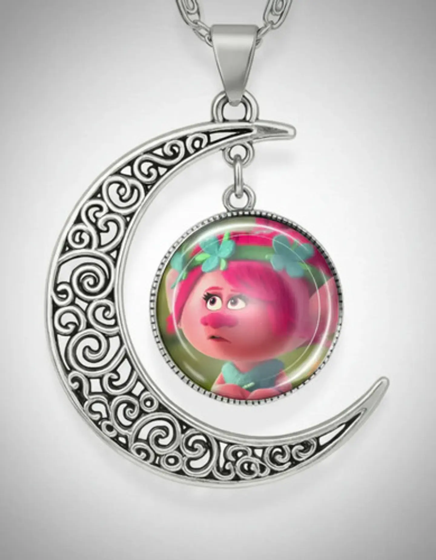 Collar Para Mujer Niñas Dije Luna Con Cabujón Animada Trolls 11