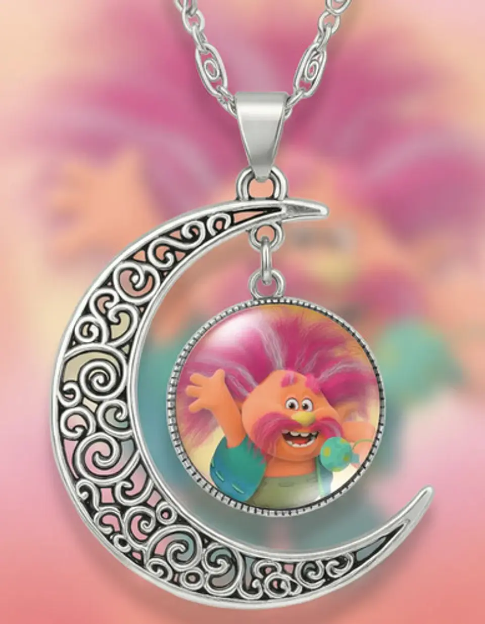 Collar Para Mujer Niñas Dije Luna Con Cabujón Animada Trolls 21