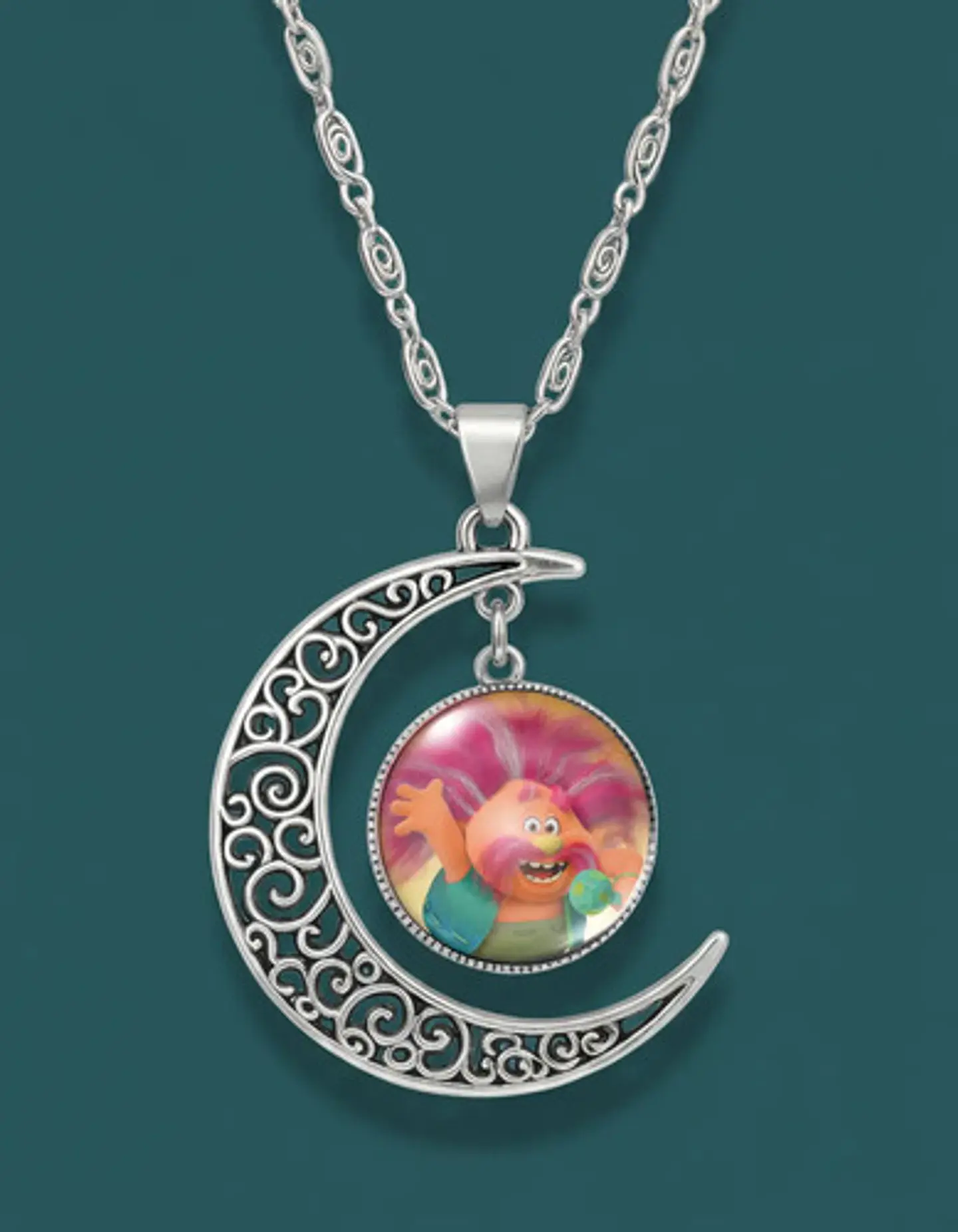 Collar Para Mujer Niñas Dije Luna Con Cabujón Animada Trolls 24