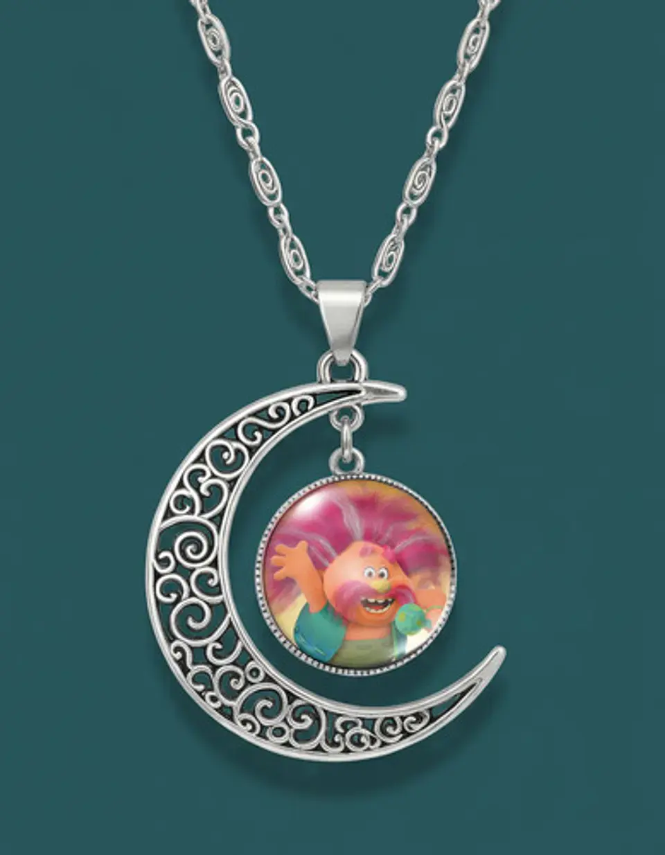 Collar Para Mujer Niñas Dije Luna Con Cabujón Animada Trolls 24
