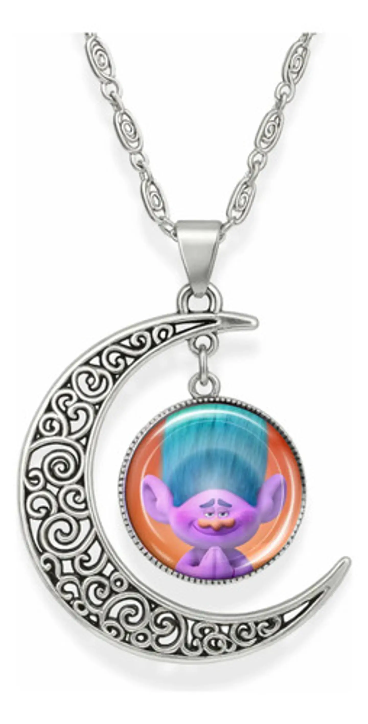 Collar Para Mujer Niñas Dije Luna Con Cabujón Animada Trolls 26