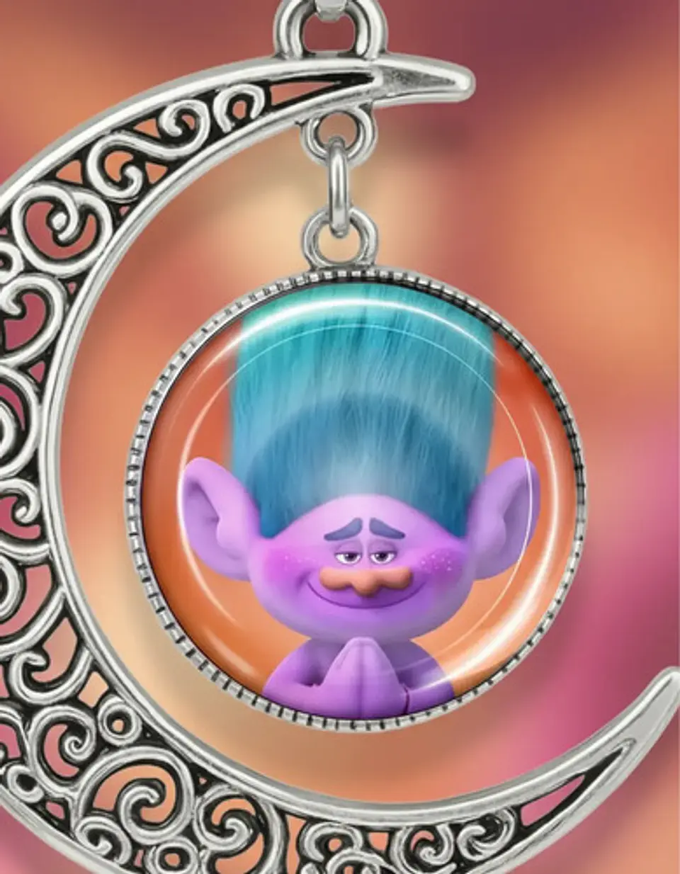Collar Para Mujer Niñas Dije Luna Con Cabujón Animada Trolls 28