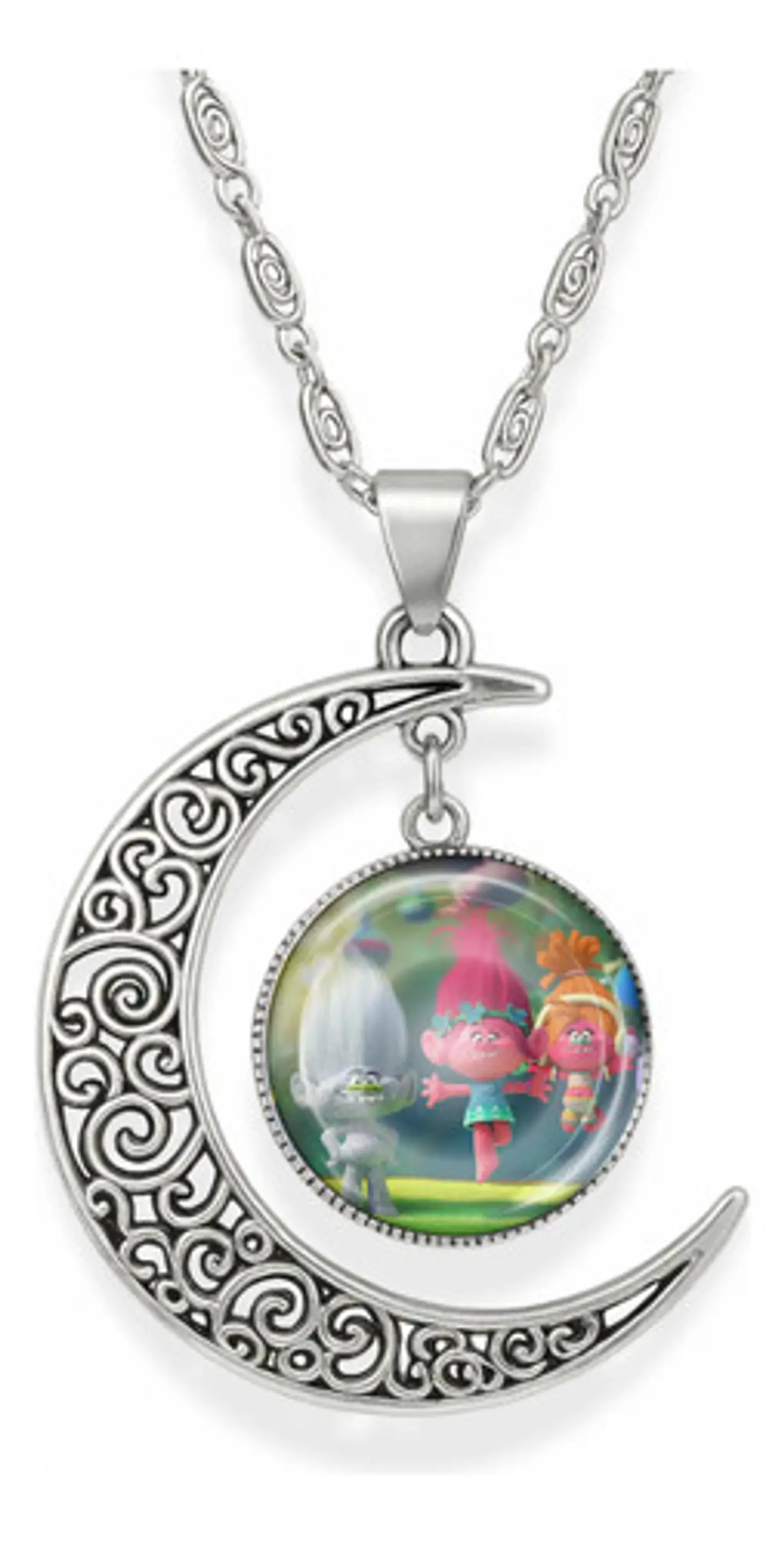 Collar Para Mujer Niñas Dije Luna Con Cabujón Animada Trolls 32