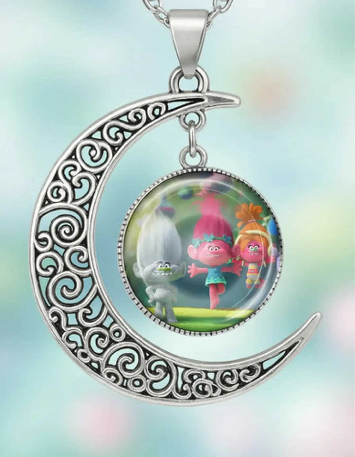 Collar Para Mujer Niñas Dije Luna Con Cabujón Animada Trolls 35