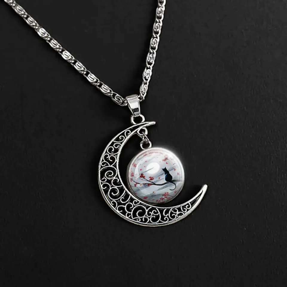 Collar Para Mujer Niñas Dije Luna Con Cabujón Animada Trolls 45