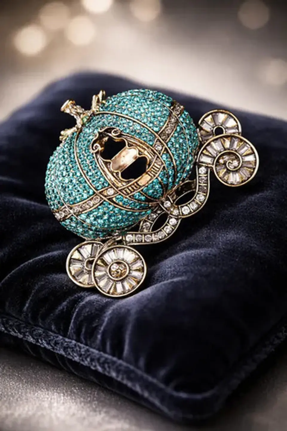 Broche De Alfiler Para Mujeres Carroza Encantada Piedra Cz 11
