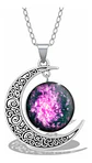 Collar Para Mujer Dije Luna Cabujón Cristal Nebulosa Galaxia - Miniatura 1