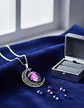 Collar Para Mujer Dije Luna Cabujón Cristal Nebulosa Galaxia - Miniatura 2