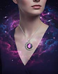 Collar Para Mujer Dije Luna Cabujón Cristal Nebulosa Galaxia - Miniatura 5