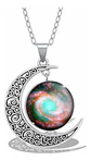 Collar Para Mujer Dije Luna Cabujón Cristal Nebulosa Galaxia - Miniatura 7