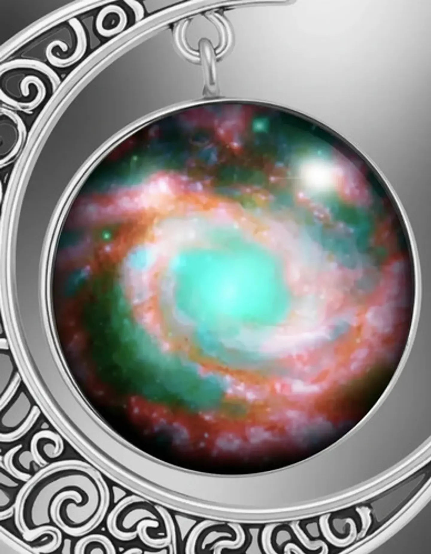 Collar Para Mujer Dije Luna Cabujón Cristal Nebulosa Galaxia 8