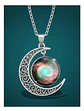Collar Para Mujer Dije Luna Cabujón Cristal Nebulosa Galaxia - Miniatura 9