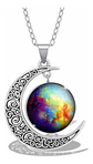 Collar Para Mujer Dije Luna Cabujón Cristal Nebulosa Galaxia - Miniatura 14