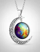 Collar Para Mujer Dije Luna Cabujón Cristal Nebulosa Galaxia - Miniatura 16