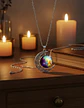 Collar Para Mujer Dije Luna Cabujón Cristal Nebulosa Galaxia - Miniatura 19