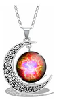 Collar Para Mujer Dije Luna Cabujón Cristal Nebulosa Galaxia - Miniatura 22
