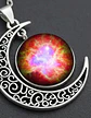 Collar Para Mujer Dije Luna Cabujón Cristal Nebulosa Galaxia - Miniatura 25