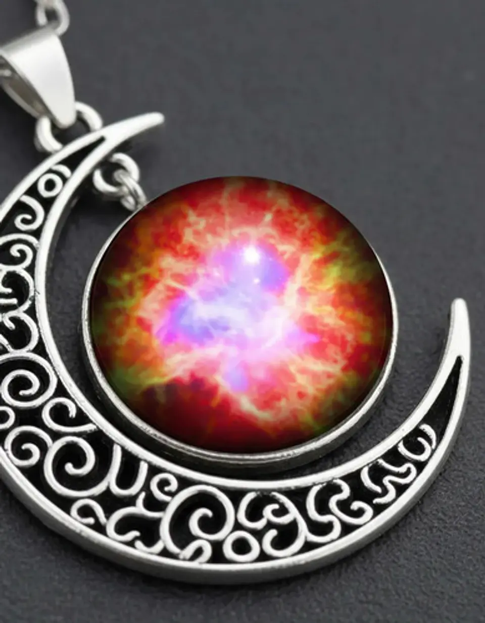 Collar Para Mujer Dije Luna Cabujón Cristal Nebulosa Galaxia 25