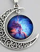 Collar Para Mujer Dije Luna Cabujón Cristal Nebulosa Galaxia - Miniatura 29
