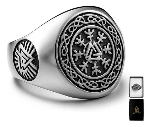 Anillo Vikingo De Acero Color Plata Para Hombre Odin Valknut
