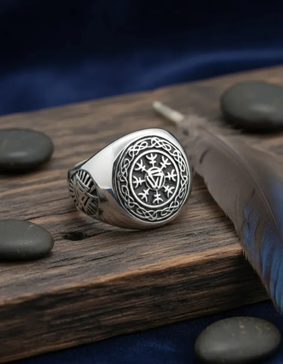Anillo Vikingo De Acero Color Plata Para Hombre Odin Valknut 4