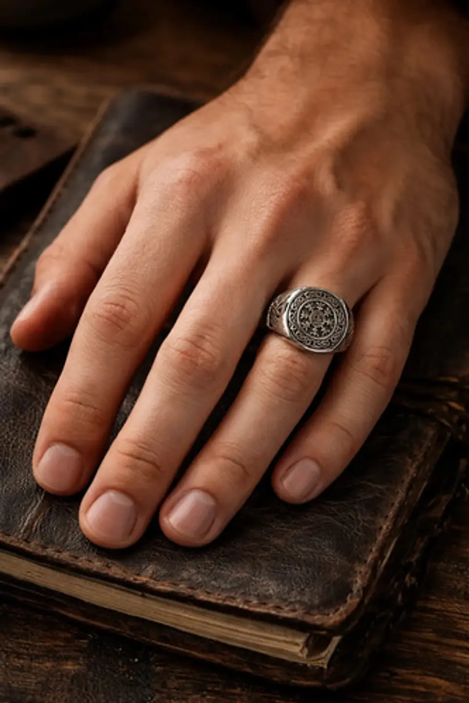 Anillo Vikingo De Acero Color Plata Para Hombre Odin Valknut 7