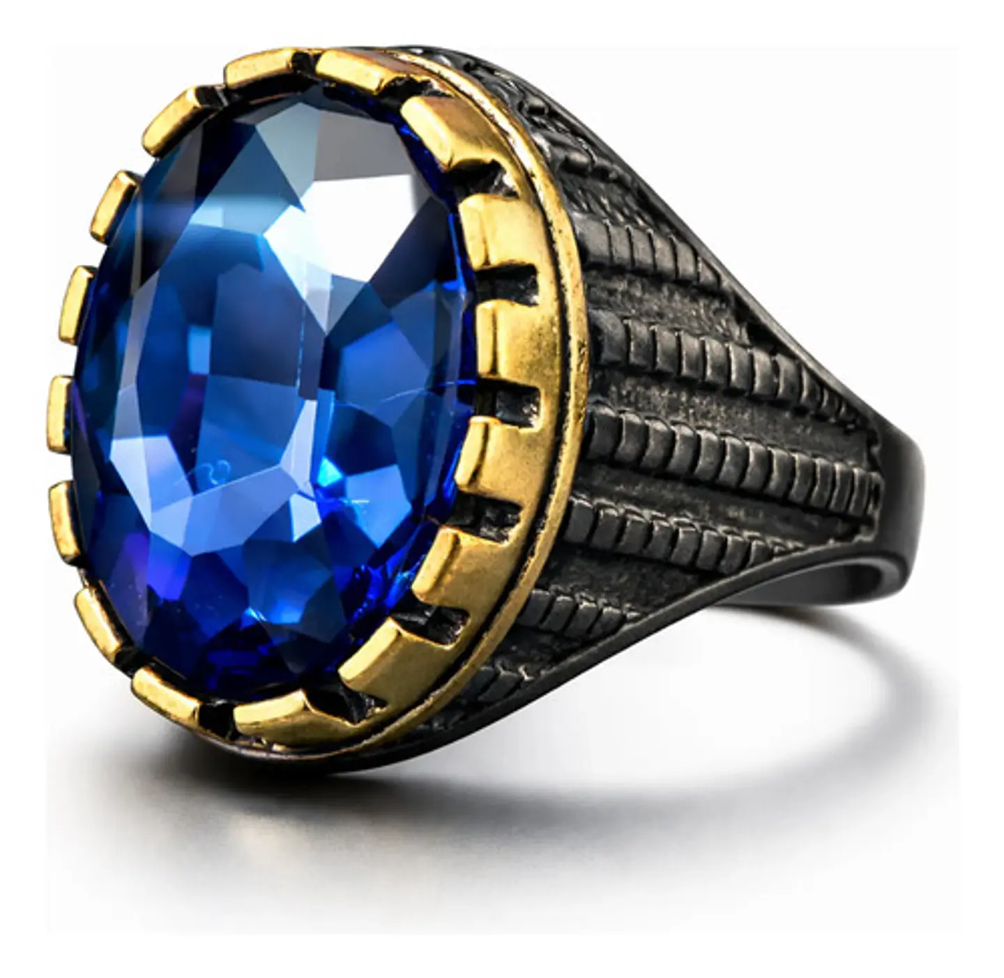 Anillo Moderno Clásico Para Hombres Y Mujeres Azul Cz Piedra 1