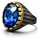 Anillo Moderno Clásico Para Hombres Y Mujeres Azul Cz Piedra - Miniatura 1