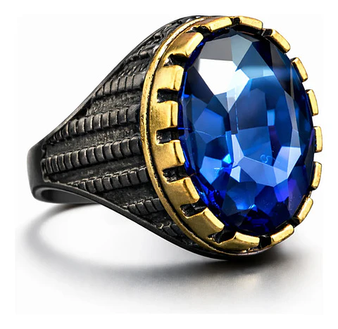 Anillo Moderno Clásico Para Hombres Y Mujeres Azul Cz Piedra