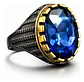 Anillo Moderno Clásico Para Hombres Y Mujeres Azul Cz Piedra - Miniatura 2