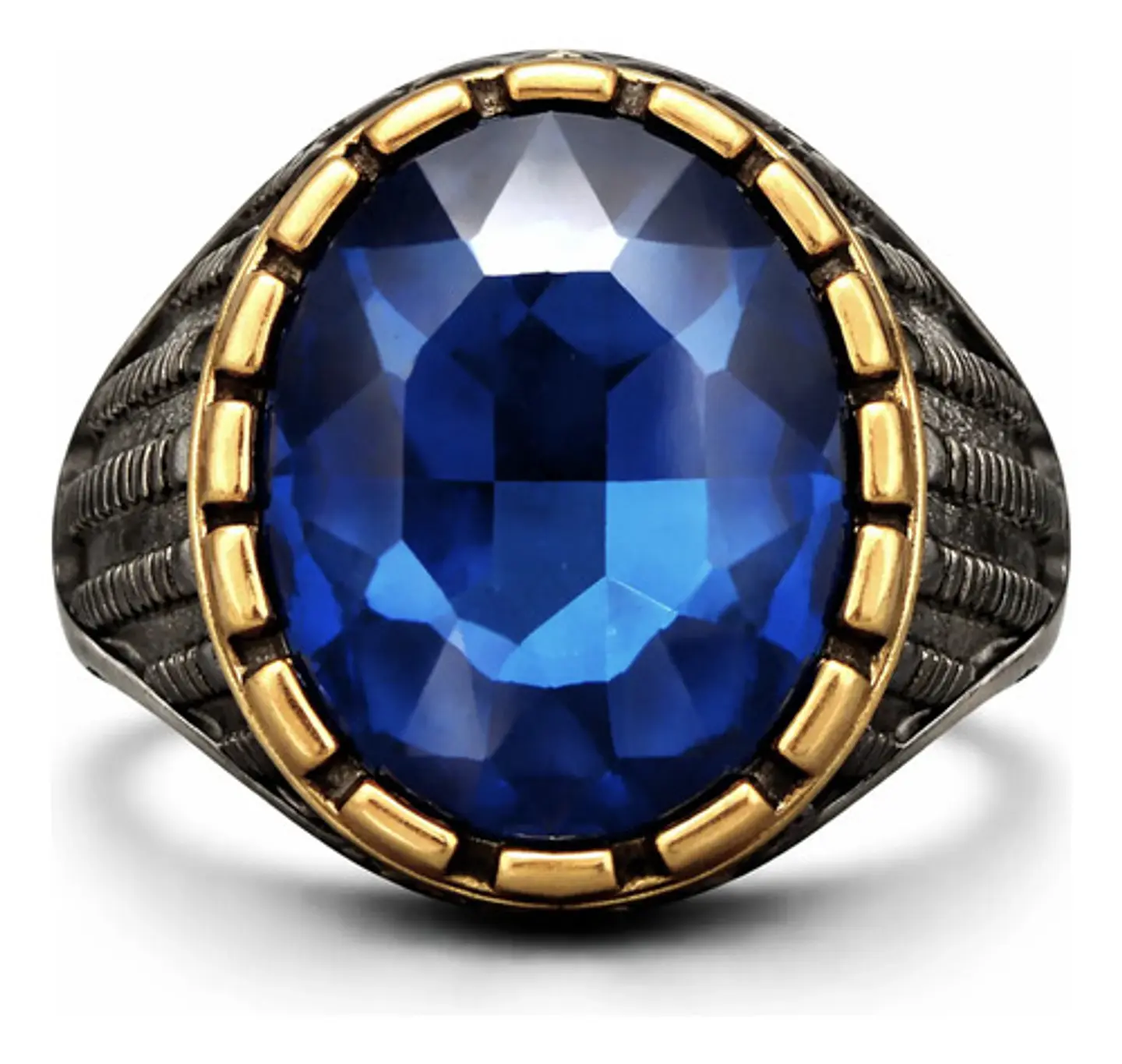 Anillo Moderno Clásico Para Hombres Y Mujeres Azul Cz Piedra 3