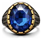 Anillo Moderno Clásico Para Hombres Y Mujeres Azul Cz Piedra - Miniatura 3