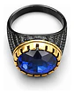 Anillo Moderno Clásico Para Hombres Y Mujeres Azul Cz Piedra - Miniatura 4
