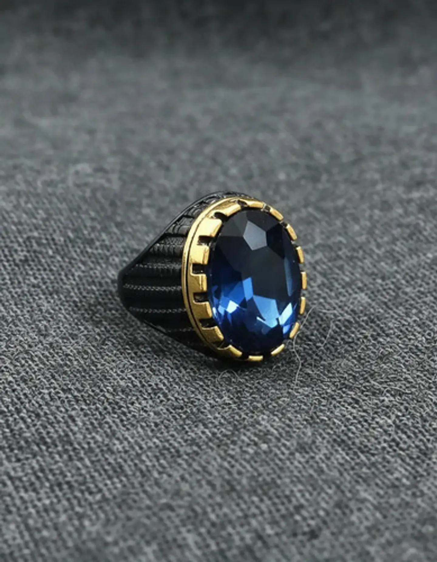 Anillo Moderno Clásico Para Hombres Y Mujeres Azul Cz Piedra 6