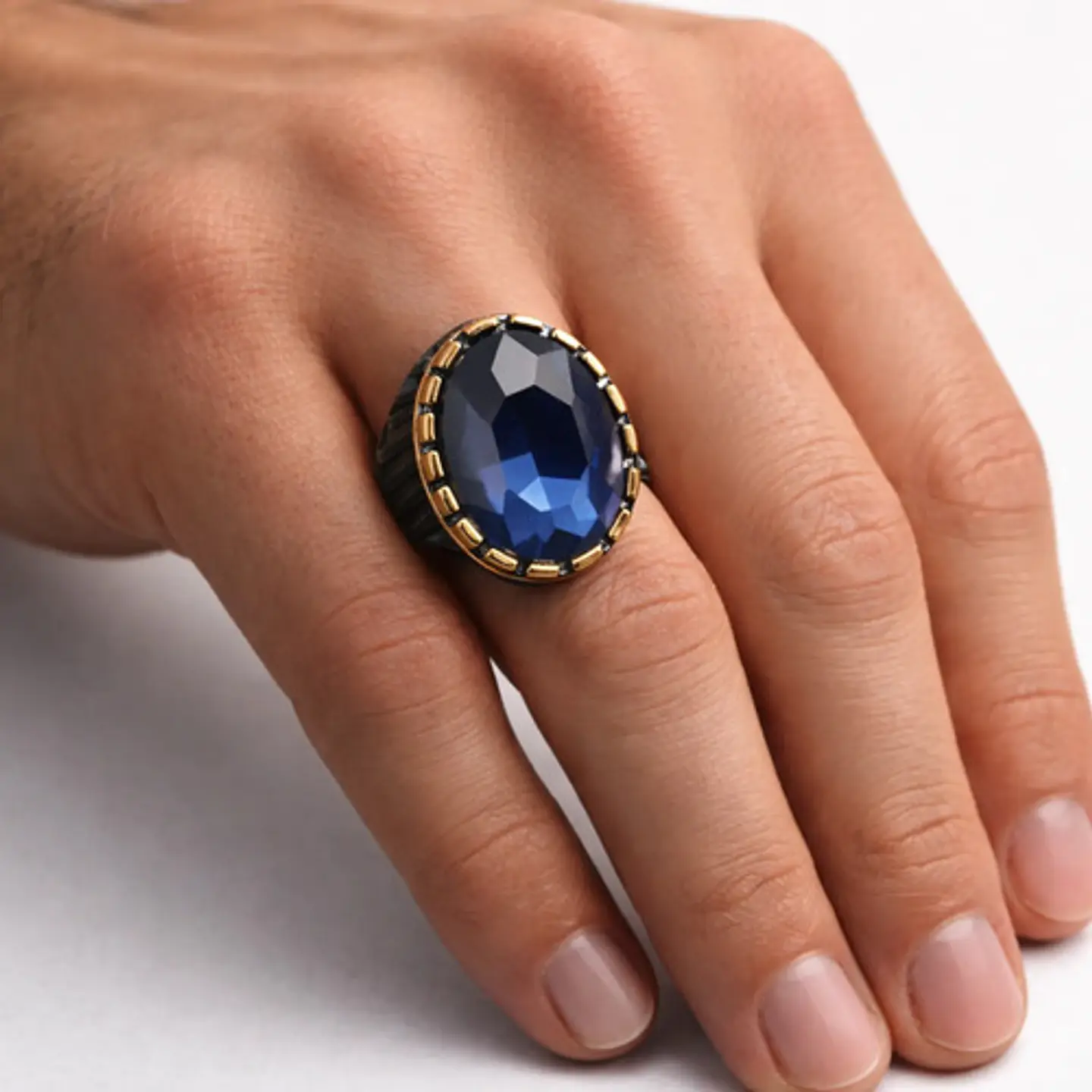 Anillo Moderno Clásico Para Hombres Y Mujeres Azul Cz Piedra 8