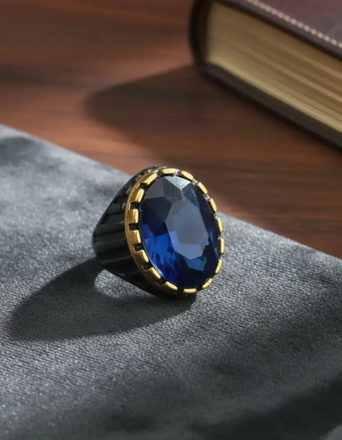 Anillo Moderno Clásico Para Hombres Y Mujeres Azul Cz Piedra 9