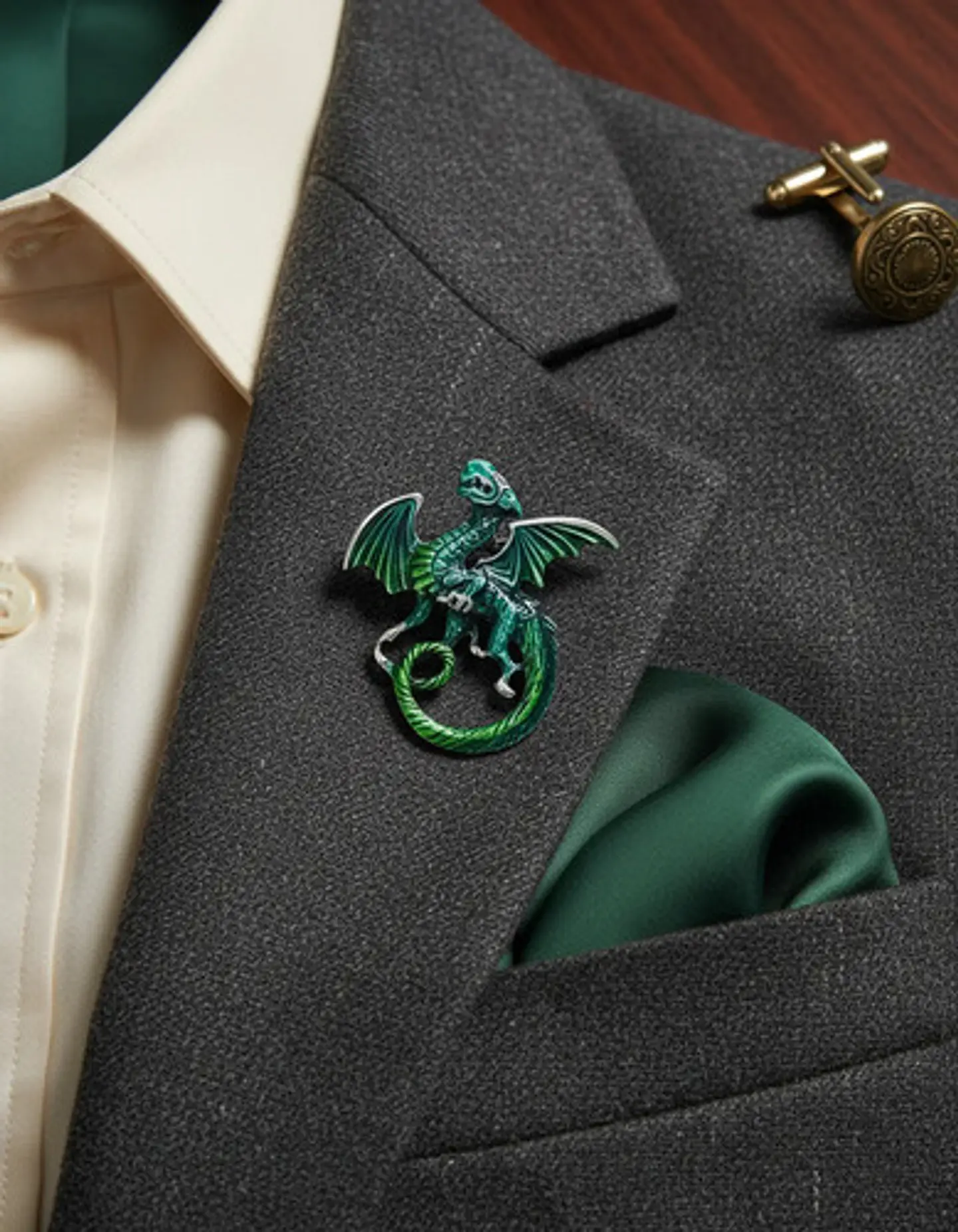 Broche De Alfiler Para Hombre Y Mujer Dragón Vintage Esmalte 4