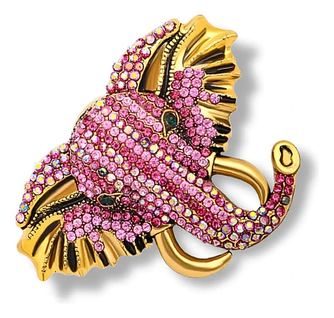 Broche De Alfiler Para Mujeres Elefante Brillante Cristal Cz