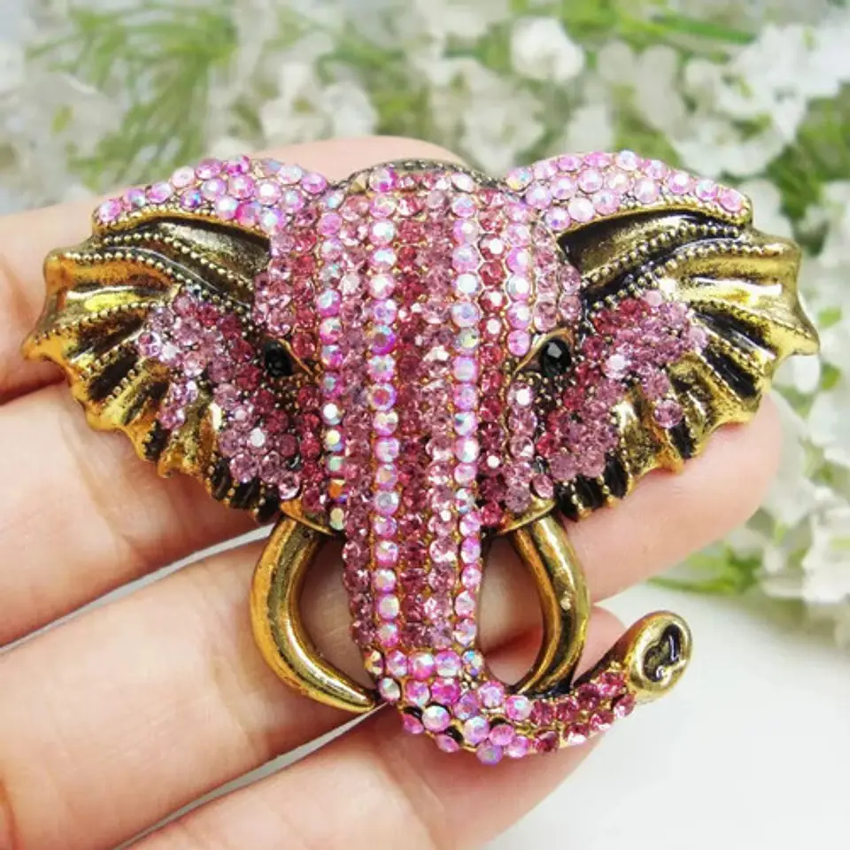 Broche De Alfiler Para Mujeres Elefante Brillante Cristal Cz 2
