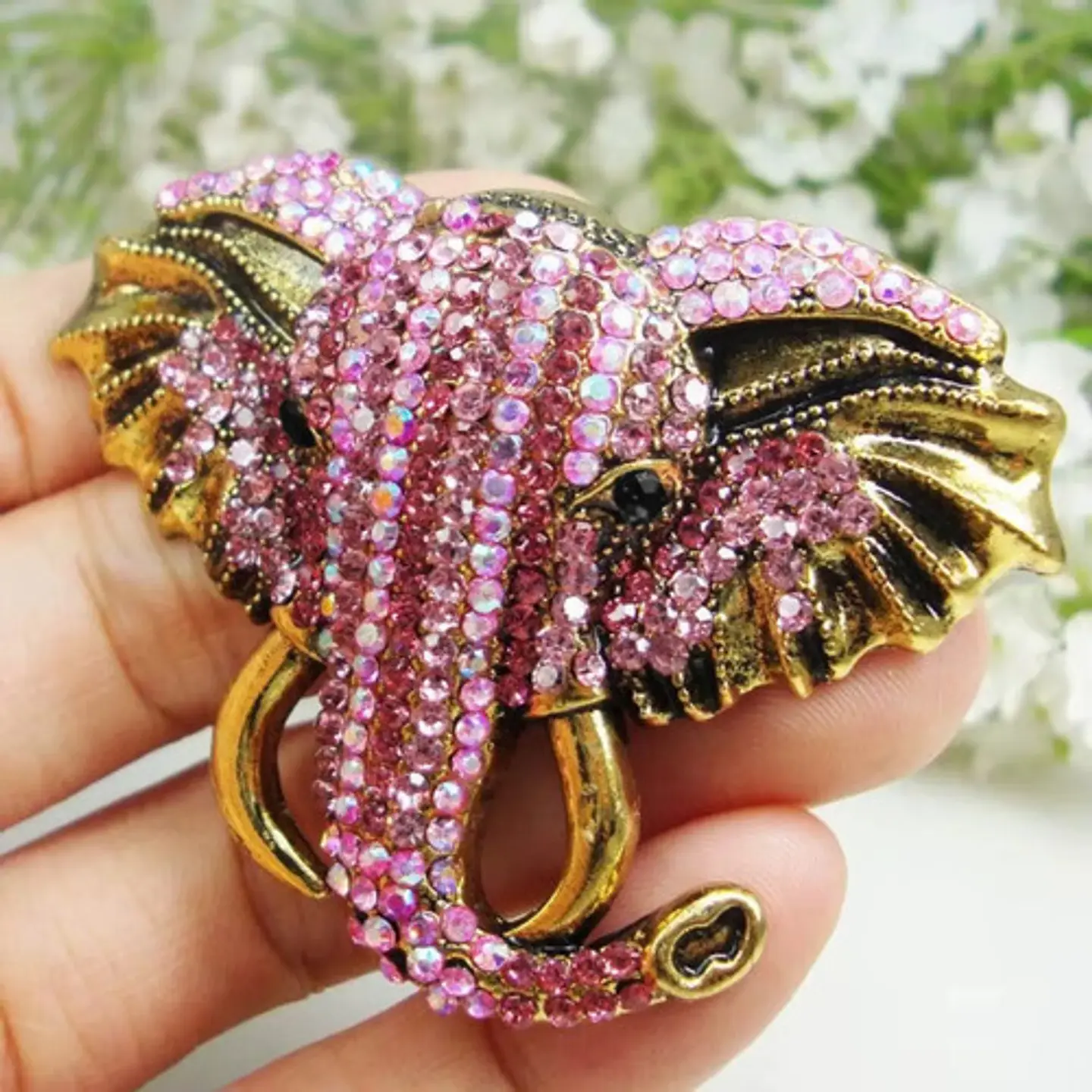 Broche De Alfiler Para Mujeres Elefante Brillante Cristal Cz 3