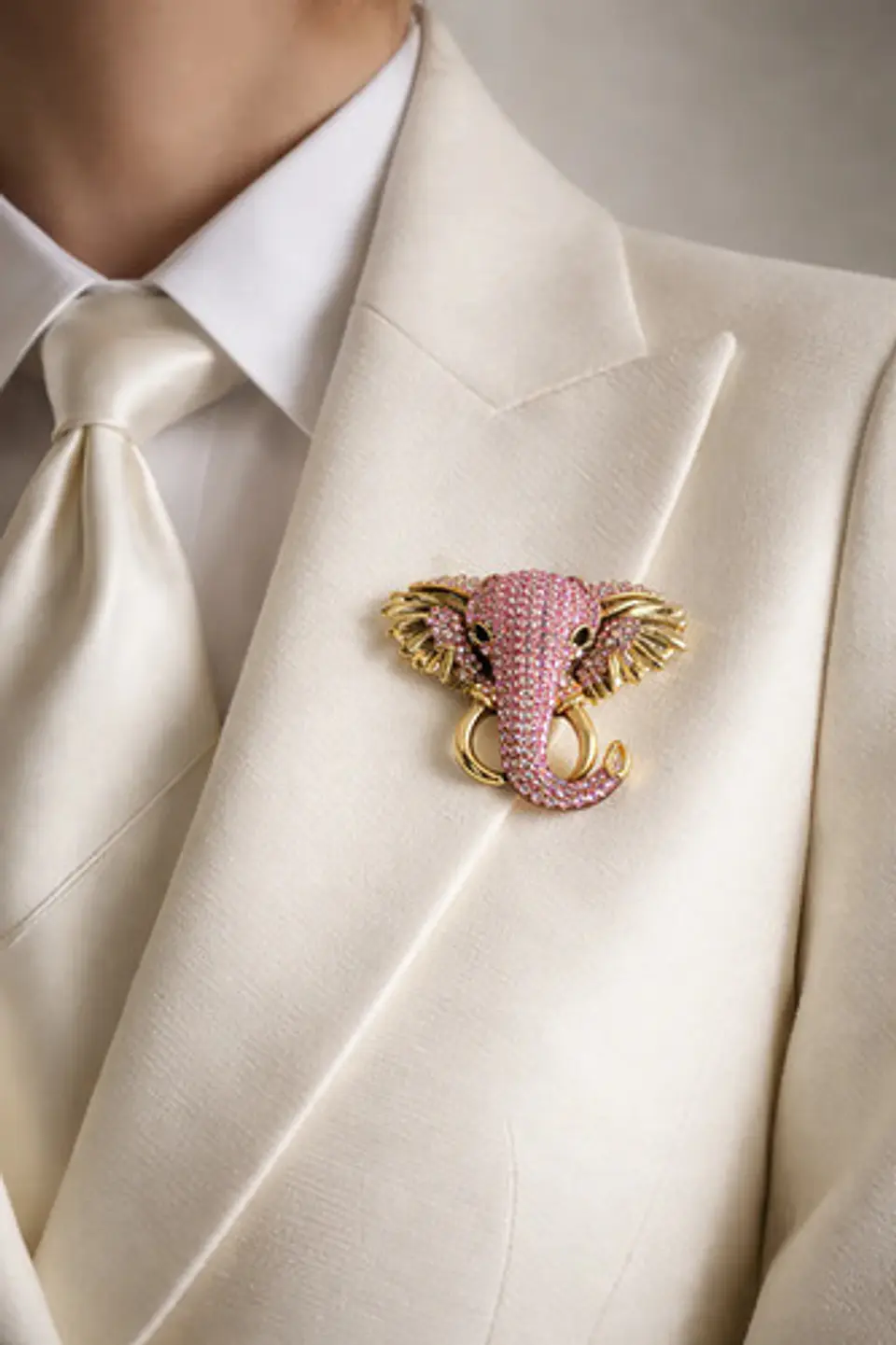 Broche De Alfiler Para Mujeres Elefante Brillante Cristal Cz 7