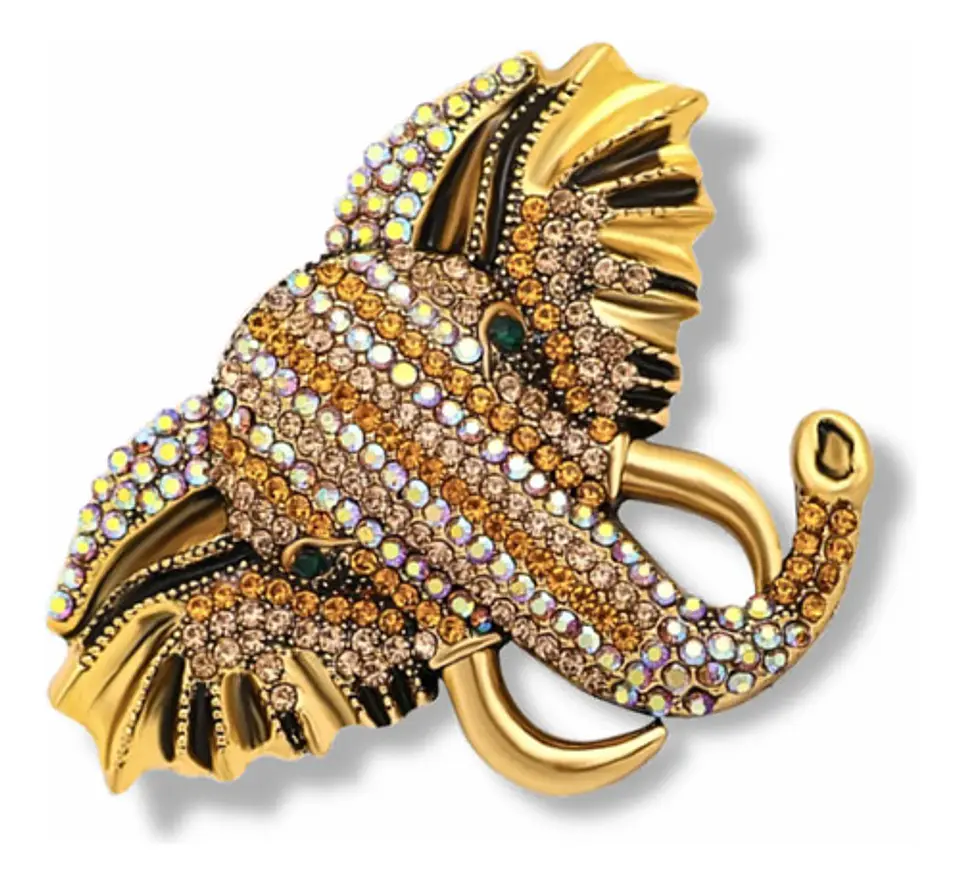 Broche De Alfiler Para Mujeres Elefante Brillante Cristal Cz 10